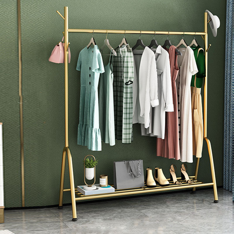 Modern Metal Hall Stand Hanging Rail Lower Shelf and Hooks Entry Hall Tree Clearhalo 'Entry & Mudroom Furniture' 'furn' 'furn_hall_tree_coat_racks' 'Furniture' 'Hall Trees & Coat Racks' 'hall_tree_coat_racks' 6008622