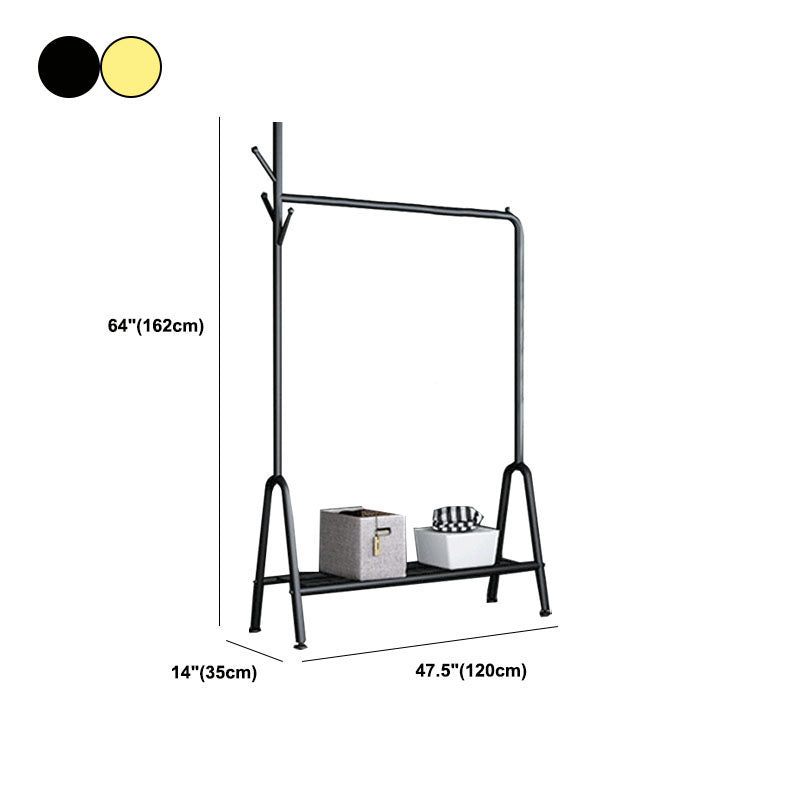 Modern Metal Hall Stand Hanging Rail Lower Shelf and Hooks Entry Hall Tree Clearhalo 'Entry & Mudroom Furniture' 'furn' 'furn_hall_tree_coat_racks' 'Furniture' 'Hall Trees & Coat Racks' 'hall_tree_coat_racks' 6008627