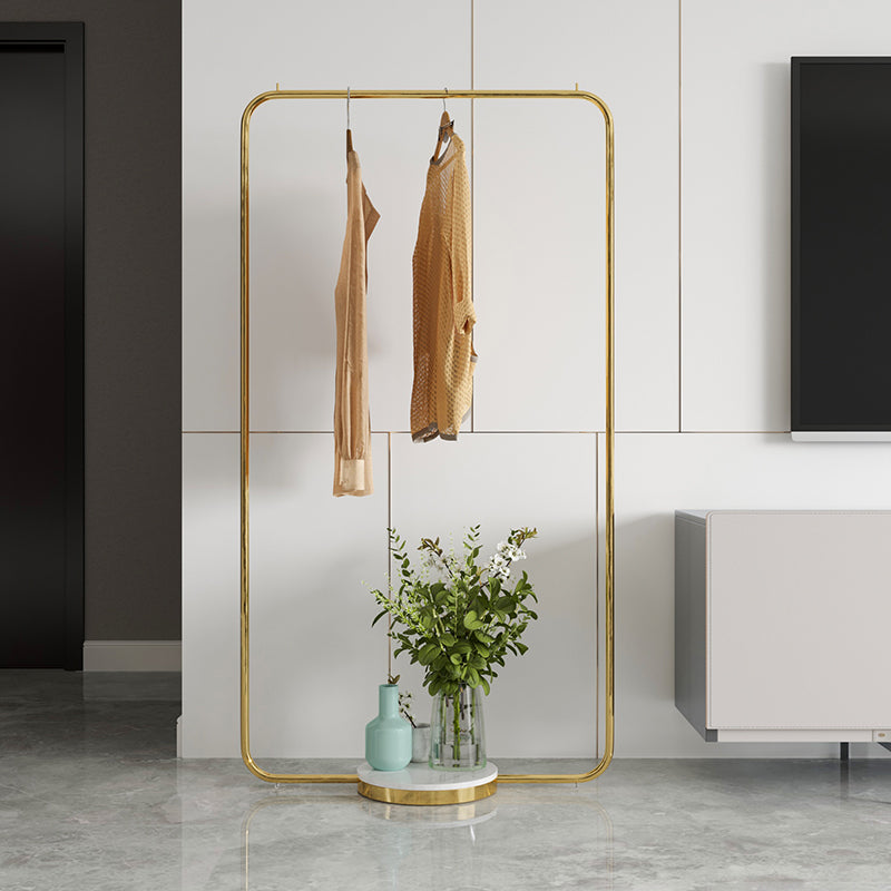 Leisure Metal Hall Tree Solid Color Stainless Steel Coat Rack 31"L x 16"W x 59"H Gold-White Clearhalo 'Entry & Mudroom Furniture' 'furn' 'furn_hall_tree_coat_racks' 'Furniture' 'Hall Trees & Coat Racks' 'hall_tree_coat_racks' 6008631