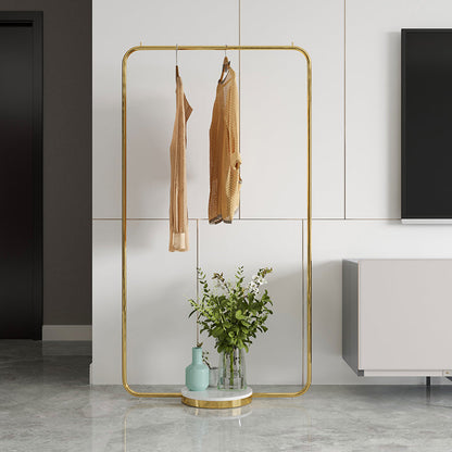 Leisure Metal Hall Tree Solid Color Stainless Steel Coat Rack 31"L x 16"W x 59"H Gold-White Clearhalo 'Entry & Mudroom Furniture' 'furn' 'furn_hall_tree_coat_racks' 'Furniture' 'Hall Trees & Coat Racks' 'hall_tree_coat_racks' 6008631