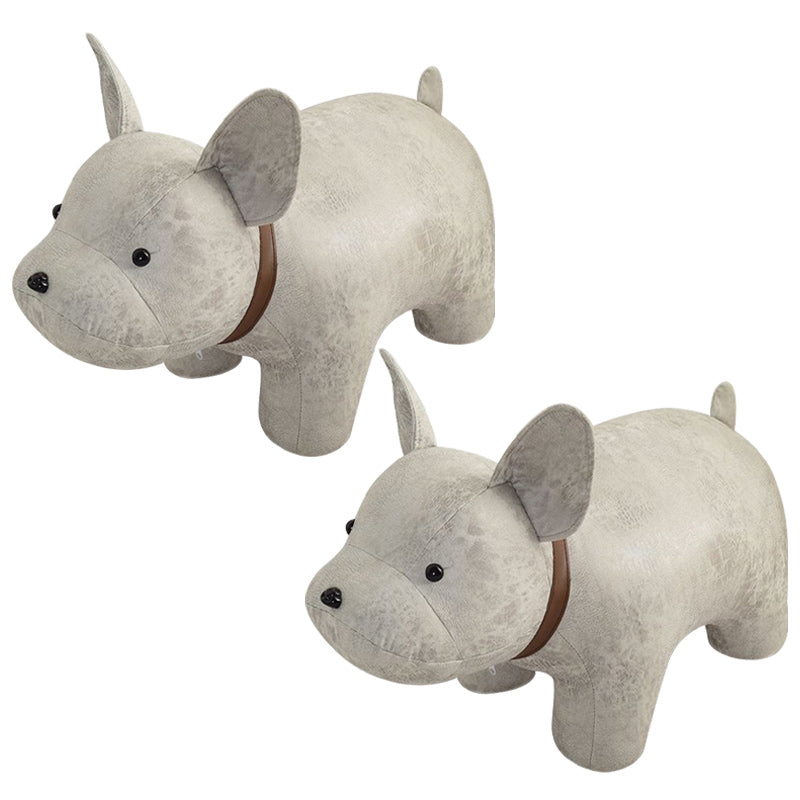 Fabric Pouf Solid Color Animal Shape Stain Resistant Modern Pouf Ottoman 21.3"L x 8.7"W x 10.2"H White 2 Piece Set Clearhalo 'furn' 'furn_ottomans_poufs' 'Furniture' 'Living Room Furniture' 'Ottomans & Poufs' 'ottomans_poufs' 6008719