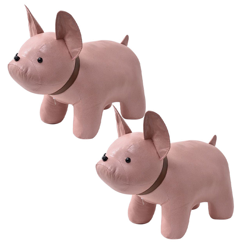 Fabric Pouf Solid Color Animal Shape Stain Resistant Modern Pouf Ottoman 19.7"L x 8.7"W x 10.2"H Pink 2 Piece Set Clearhalo 'furn' 'furn_ottomans_poufs' 'Furniture' 'Living Room Furniture' 'Ottomans & Poufs' 'ottomans_poufs' 6008723