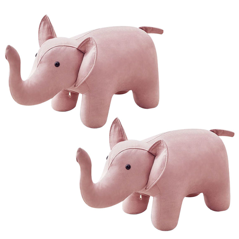 Fabric Pouf Solid Color Animal Shape Stain Resistant Modern Pouf Ottoman 21.3"L x 8.7"W x 10.2"H Pink 2 Piece Set Clearhalo 'furn' 'furn_ottomans_poufs' 'Furniture' 'Living Room Furniture' 'Ottomans & Poufs' 'ottomans_poufs' 6008742