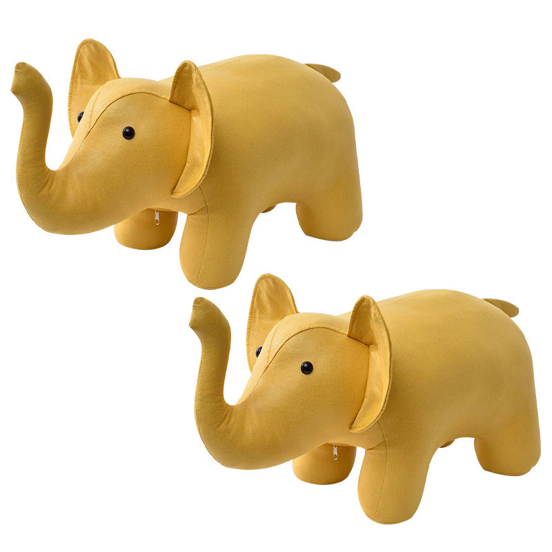 Fabric Pouf Solid Color Animal Shape Stain Resistant Modern Pouf Ottoman 21.3"L x 8.7"W x 10.2"H Yellow 2 Piece Set Clearhalo 'furn' 'furn_ottomans_poufs' 'Furniture' 'Living Room Furniture' 'Ottomans & Poufs' 'ottomans_poufs' 6008745