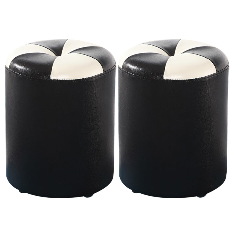Blue Modern Pouf Faux Leather Stain Resistant Round Pouf for Drawing Room Matte Black 2 Piece Set Clearhalo 'furn' 'furn_ottomans_poufs' 'Furniture' 'Living Room Furniture' 'Ottomans & Poufs' 'ottomans_poufs' 6008760