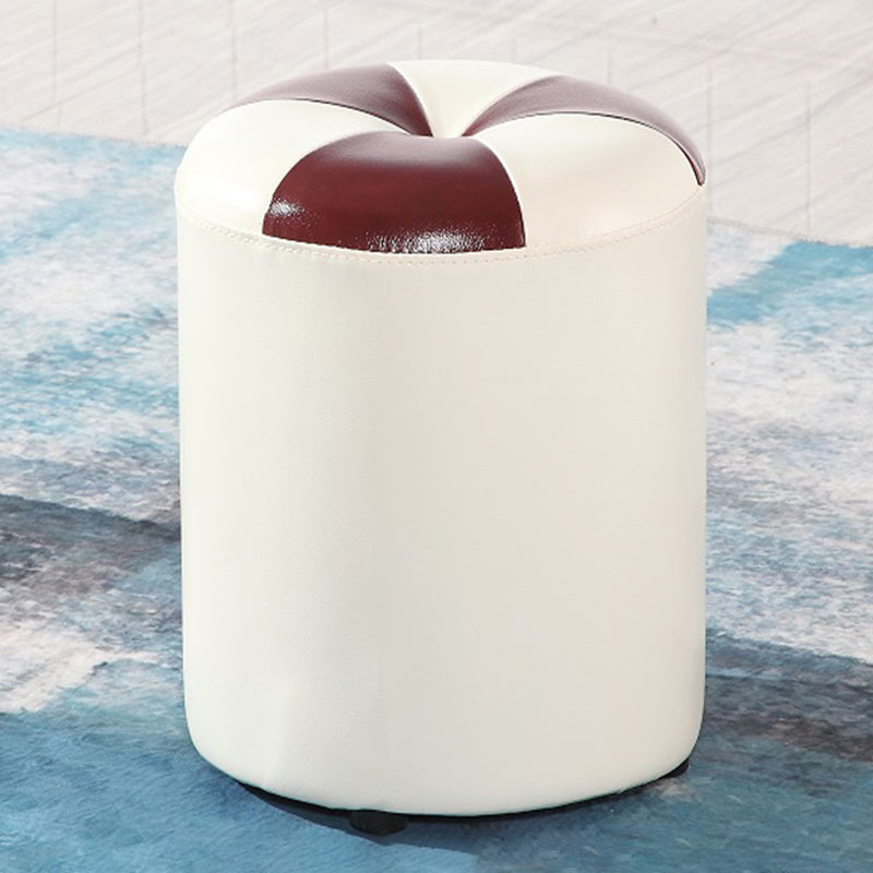 Blue Modern Pouf Faux Leather Stain Resistant Round Pouf for Drawing Room White 1 Piece Clearhalo 'furn' 'furn_ottomans_poufs' 'Furniture' 'Living Room Furniture' 'Ottomans & Poufs' 'ottomans_poufs' 6008764