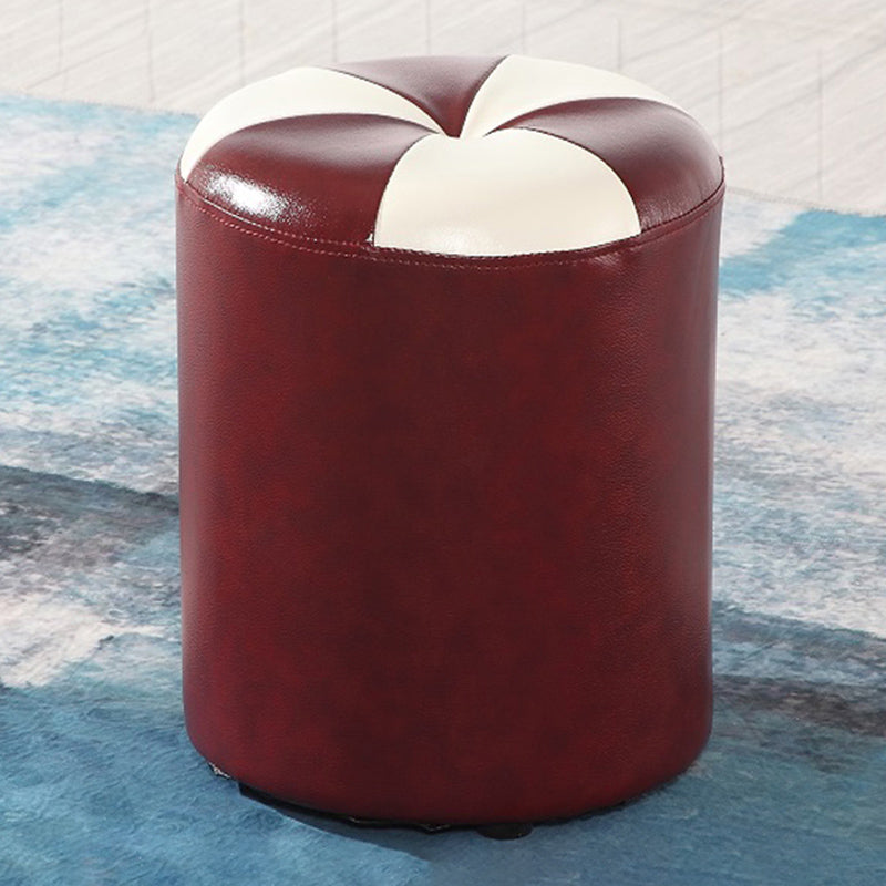 Blue Modern Pouf Faux Leather Stain Resistant Round Pouf for Drawing Room Red 1 Piece Clearhalo 'furn' 'furn_ottomans_poufs' 'Furniture' 'Living Room Furniture' 'Ottomans & Poufs' 'ottomans_poufs' 6008768
