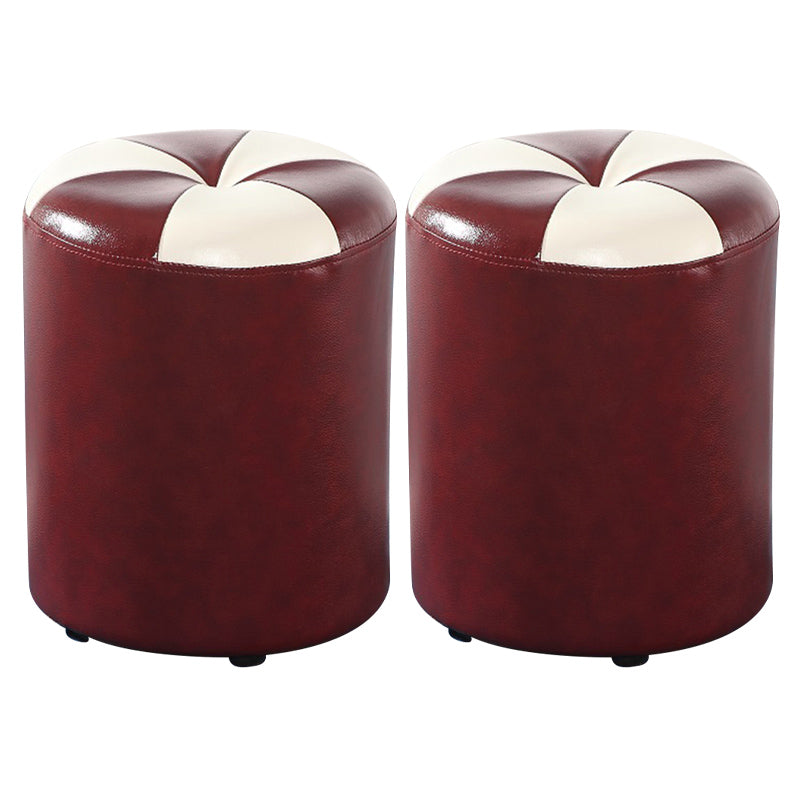 Blue Modern Pouf Faux Leather Stain Resistant Round Pouf for Drawing Room Red 2 Piece Set Clearhalo 'furn' 'furn_ottomans_poufs' 'Furniture' 'Living Room Furniture' 'Ottomans & Poufs' 'ottomans_poufs' 6008769
