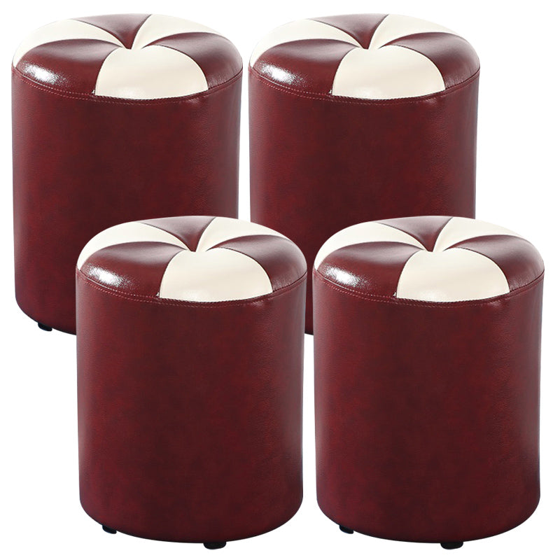 Blue Modern Pouf Faux Leather Stain Resistant Round Pouf for Drawing Room Red 4 Piece Set Clearhalo 'furn' 'furn_ottomans_poufs' 'Furniture' 'Living Room Furniture' 'Ottomans & Poufs' 'ottomans_poufs' 6008770
