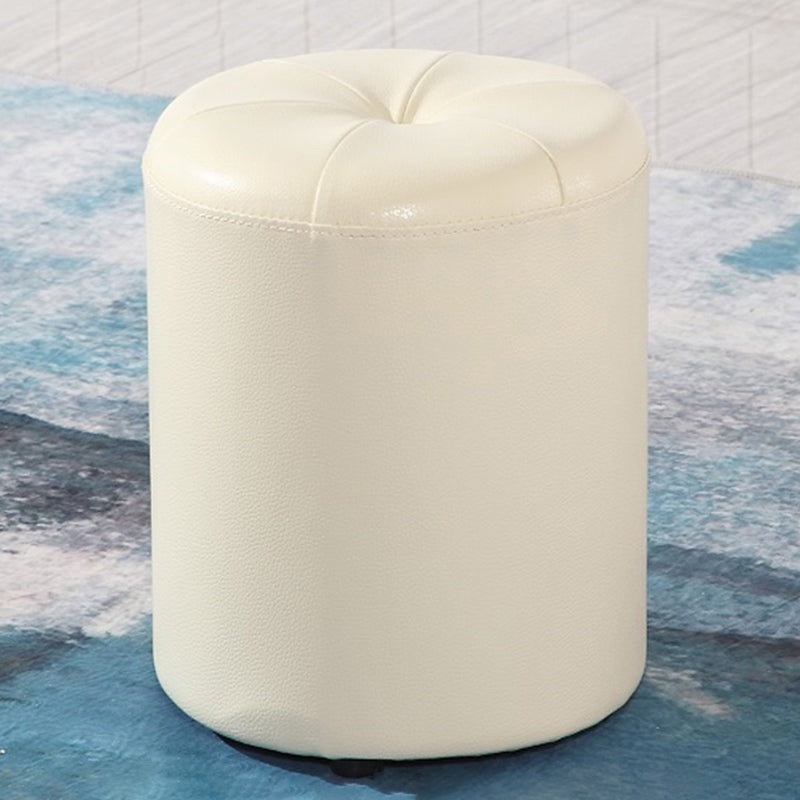 Blue Modern Pouf Faux Leather Stain Resistant Round Pouf for Drawing Room Gloss White 1 Piece Clearhalo 'furn' 'furn_ottomans_poufs' 'Furniture' 'Living Room Furniture' 'Ottomans & Poufs' 'ottomans_poufs' 6008777