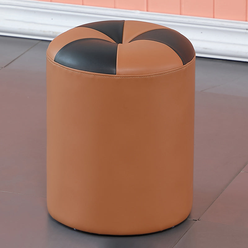 Blue Modern Pouf Faux Leather Stain Resistant Round Pouf for Drawing Room Orange 1 Piece Clearhalo 'furn' 'furn_ottomans_poufs' 'Furniture' 'Living Room Furniture' 'Ottomans & Poufs' 'ottomans_poufs' 6008792