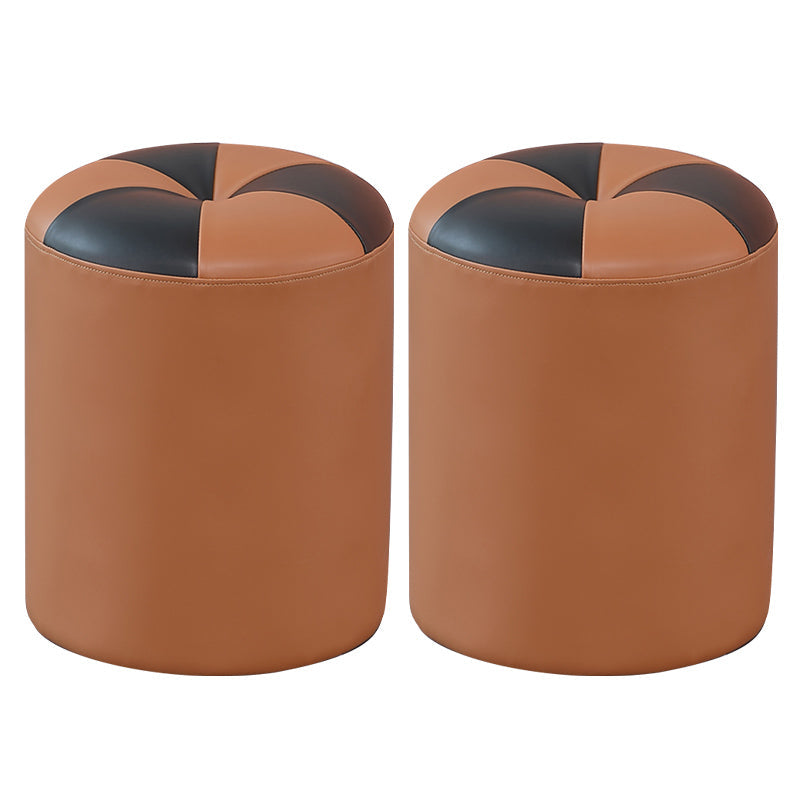 Blue Modern Pouf Faux Leather Stain Resistant Round Pouf for Drawing Room Orange 2 Piece Set Clearhalo 'furn' 'furn_ottomans_poufs' 'Furniture' 'Living Room Furniture' 'Ottomans & Poufs' 'ottomans_poufs' 6008793