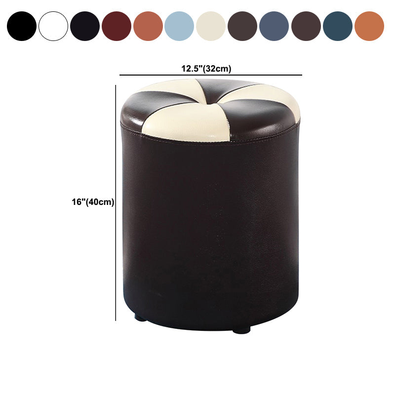 Blue Modern Pouf Faux Leather Stain Resistant Round Pouf for Drawing Room Clearhalo 'furn' 'furn_ottomans_poufs' 'Furniture' 'Living Room Furniture' 'Ottomans & Poufs' 'ottomans_poufs' 6008795