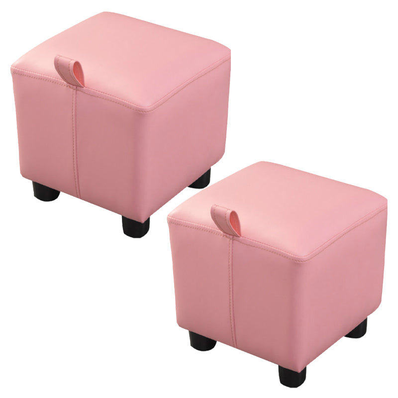 Orange Modern Standard Faux Leather Square Standard for Living Room