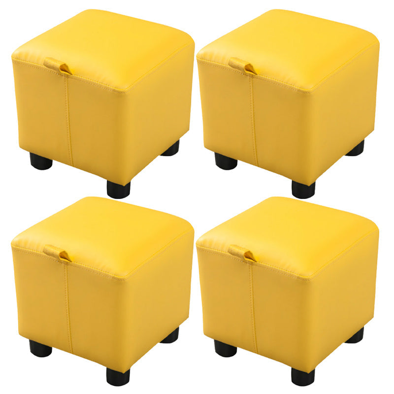 Orange Modern Standard Faux Leather Square Standard for Living Room