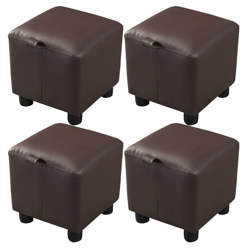 Orange Modern Standard Faux Leather Square Standard for Living Room