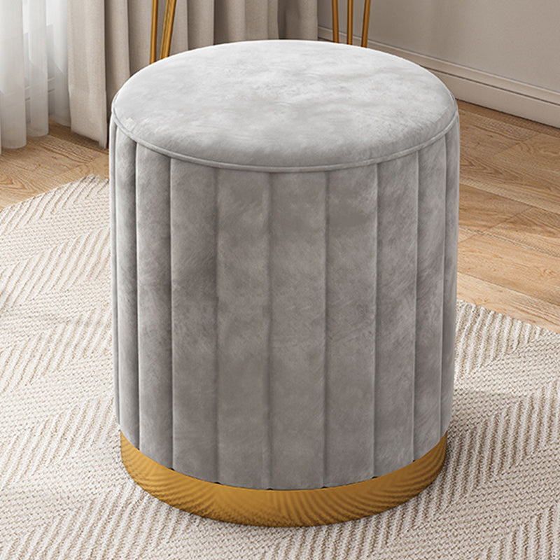 Velvet Ottoman Whole Colored Cylinder Shape Contemporary Scratch Resistant Pouf Grey 1 Piece Clearhalo 'furn' 'furn_ottomans_poufs' 'Furniture' 'Living Room Furniture' 'Ottomans & Poufs' 'ottomans_poufs' 6008873