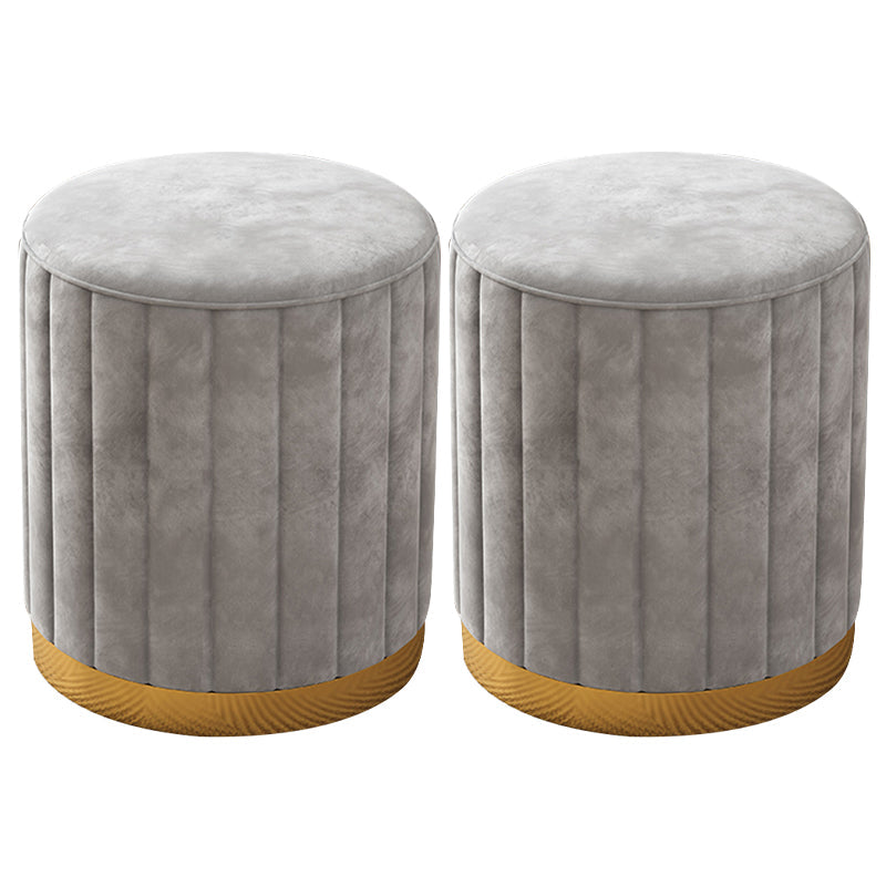 Velvet Ottoman Whole Colored Cylinder Shape Contemporary Scratch Resistant Pouf Grey 2 Piece Set Clearhalo 'furn' 'furn_ottomans_poufs' 'Furniture' 'Living Room Furniture' 'Ottomans & Poufs' 'ottomans_poufs' 6008874