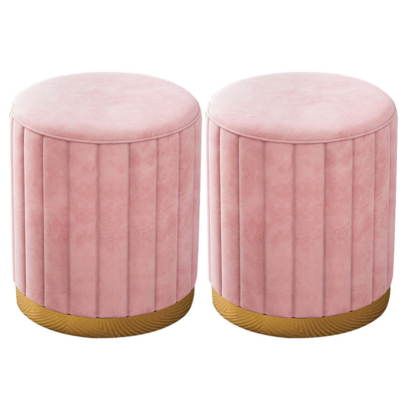 Velvet Ottoman Whole Colored Cylinder Shape Contemporary Scratch Resistant Pouf Pink 2 Piece Set Clearhalo 'furn' 'furn_ottomans_poufs' 'Furniture' 'Living Room Furniture' 'Ottomans & Poufs' 'ottomans_poufs' 6008881