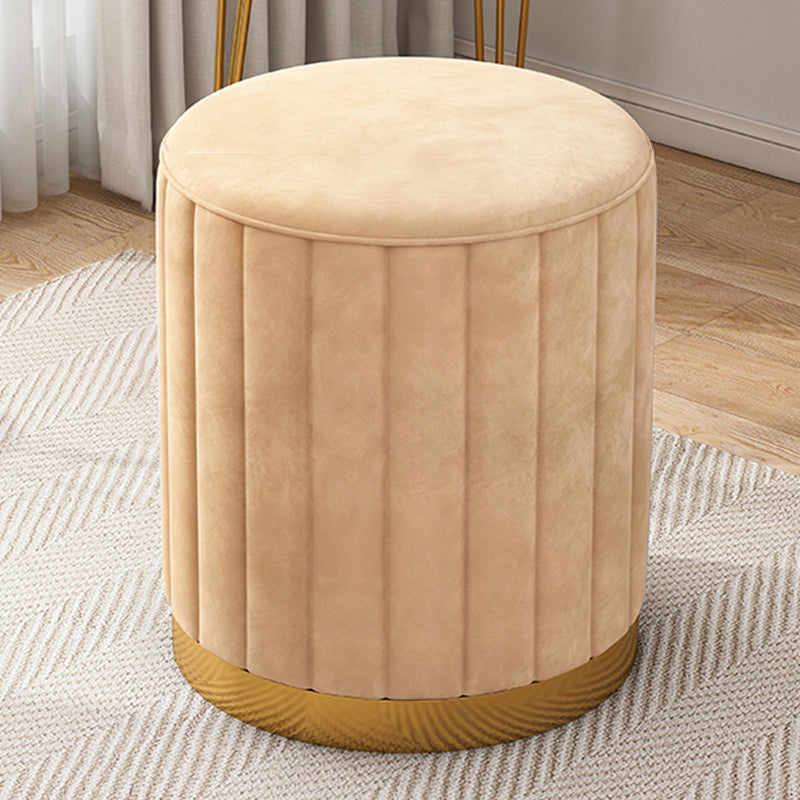 Velvet Ottoman Whole Colored Cylinder Shape Contemporary Scratch Resistant Pouf Yellow 1 Piece Clearhalo 'furn' 'furn_ottomans_poufs' 'Furniture' 'Living Room Furniture' 'Ottomans & Poufs' 'ottomans_poufs' 6008884