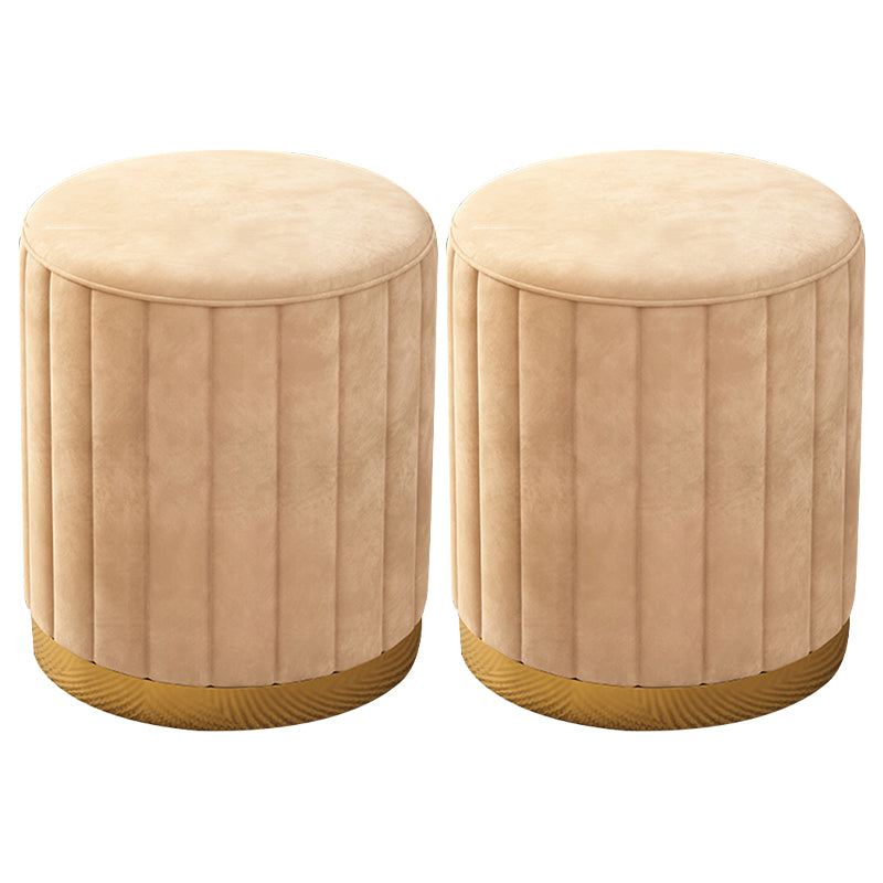 Velvet Ottoman Whole Colored Cylinder Shape Contemporary Scratch Resistant Pouf Yellow 2 Piece Set Clearhalo 'furn' 'furn_ottomans_poufs' 'Furniture' 'Living Room Furniture' 'Ottomans & Poufs' 'ottomans_poufs' 6008886