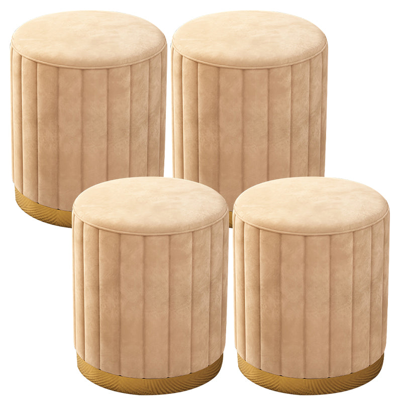 Velvet Ottoman Whole Colored Cylinder Shape Contemporary Scratch Resistant Pouf Yellow 4 Piece Set Clearhalo 'furn' 'furn_ottomans_poufs' 'Furniture' 'Living Room Furniture' 'Ottomans & Poufs' 'ottomans_poufs' 6008887