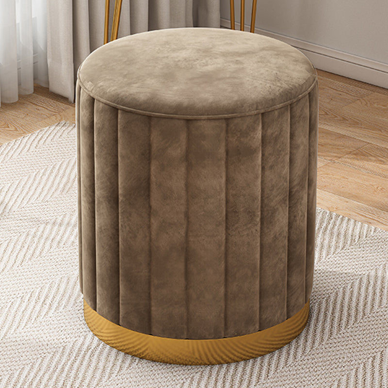 Velvet Ottoman Whole Colored Cylinder Shape Contemporary Scratch Resistant Pouf Brown 1 Piece Clearhalo 'furn' 'furn_ottomans_poufs' 'Furniture' 'Living Room Furniture' 'Ottomans & Poufs' 'ottomans_poufs' 6008888