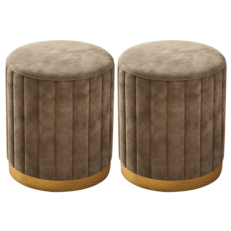 Velvet Ottoman Whole Colored Cylinder Shape Contemporary Scratch Resistant Pouf Brown 2 Piece Set Clearhalo 'furn' 'furn_ottomans_poufs' 'Furniture' 'Living Room Furniture' 'Ottomans & Poufs' 'ottomans_poufs' 6008889