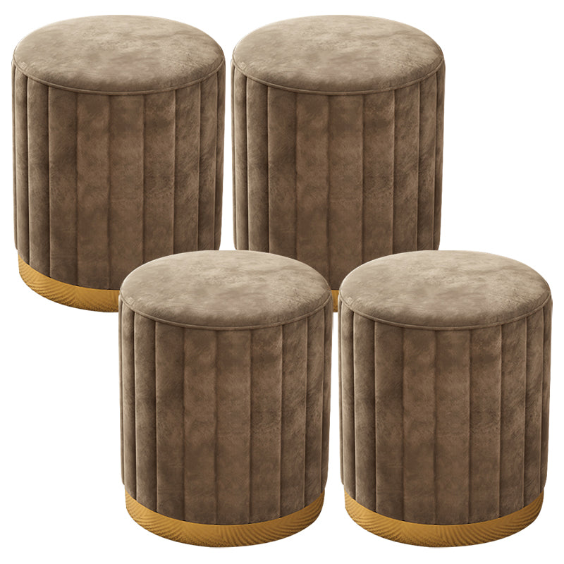Velvet Ottoman Whole Colored Cylinder Shape Contemporary Scratch Resistant Pouf Brown 4 Piece Set Clearhalo 'furn' 'furn_ottomans_poufs' 'Furniture' 'Living Room Furniture' 'Ottomans & Poufs' 'ottomans_poufs' 6008890