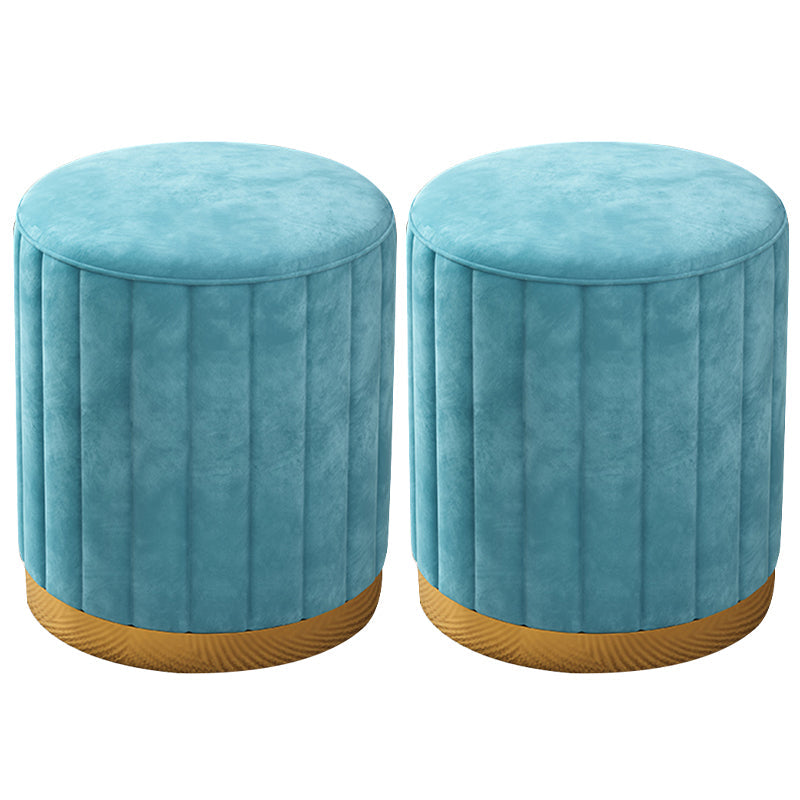 Velvet Ottoman Whole Colored Cylinder Shape Contemporary Scratch Resistant Pouf Blue 2 Piece Set Clearhalo 'furn' 'furn_ottomans_poufs' 'Furniture' 'Living Room Furniture' 'Ottomans & Poufs' 'ottomans_poufs' 6008892
