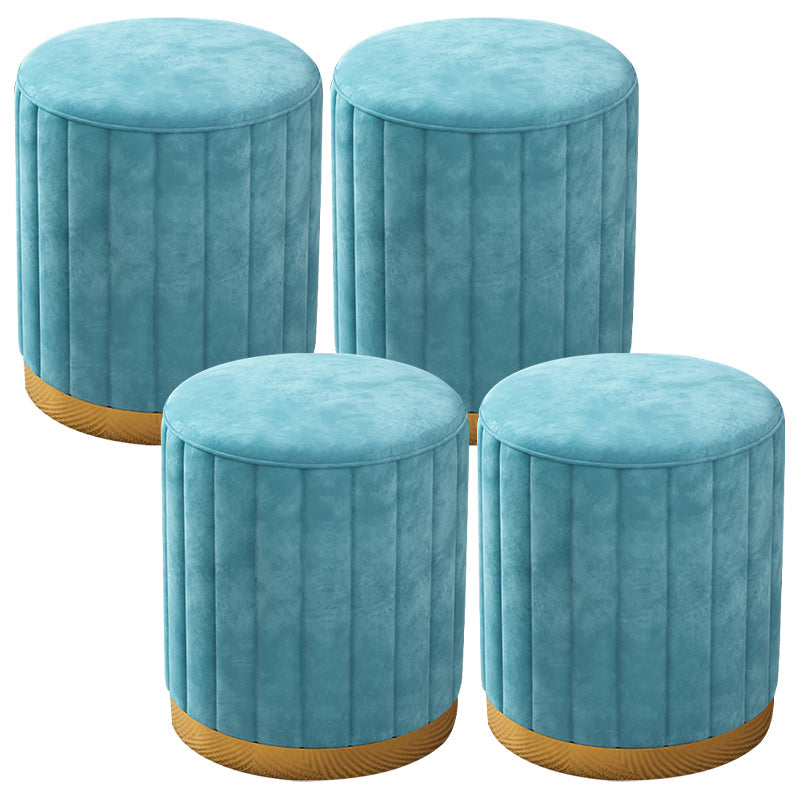 Velvet Ottoman Whole Colored Cylinder Shape Contemporary Scratch Resistant Pouf Blue 4 Piece Set Clearhalo 'furn' 'furn_ottomans_poufs' 'Furniture' 'Living Room Furniture' 'Ottomans & Poufs' 'ottomans_poufs' 6008893