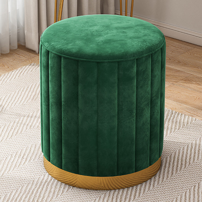 Velvet Ottoman Whole Colored Cylinder Shape Contemporary Scratch Resistant Pouf Green 1 Piece Clearhalo 'furn' 'furn_ottomans_poufs' 'Furniture' 'Living Room Furniture' 'Ottomans & Poufs' 'ottomans_poufs' 6008894