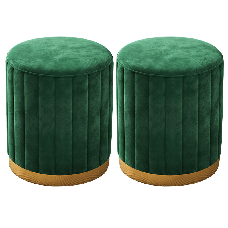 Velvet Ottoman Whole Colored Cylinder Shape Contemporary Scratch Resistant Pouf Green 2 Piece Set Clearhalo 'furn' 'furn_ottomans_poufs' 'Furniture' 'Living Room Furniture' 'Ottomans & Poufs' 'ottomans_poufs' 6008895