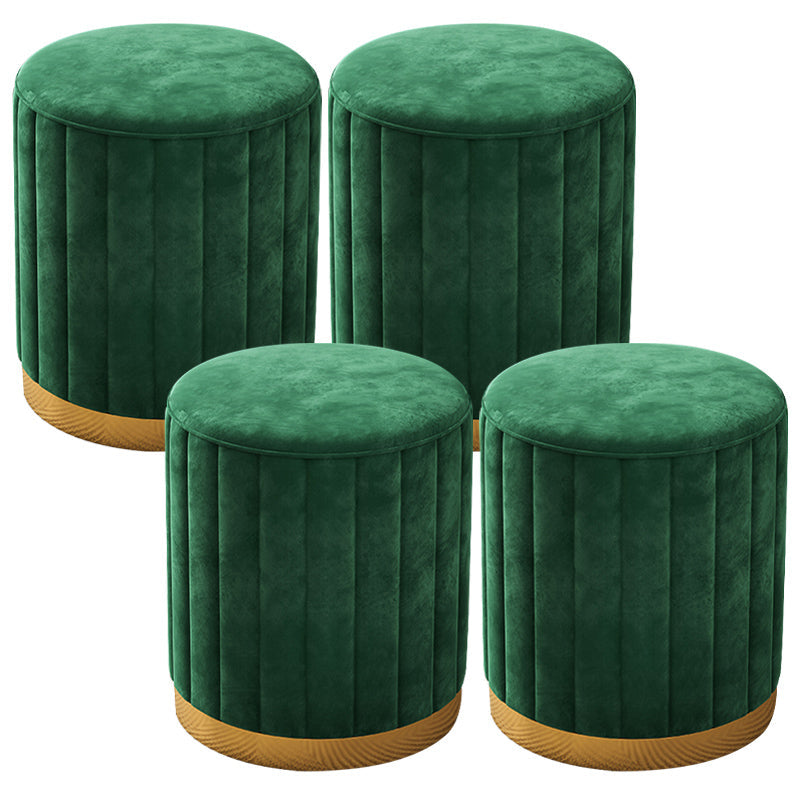 Velvet Ottoman Whole Colored Cylinder Shape Contemporary Scratch Resistant Pouf Green 4 Piece Set Clearhalo 'furn' 'furn_ottomans_poufs' 'Furniture' 'Living Room Furniture' 'Ottomans & Poufs' 'ottomans_poufs' 6008896