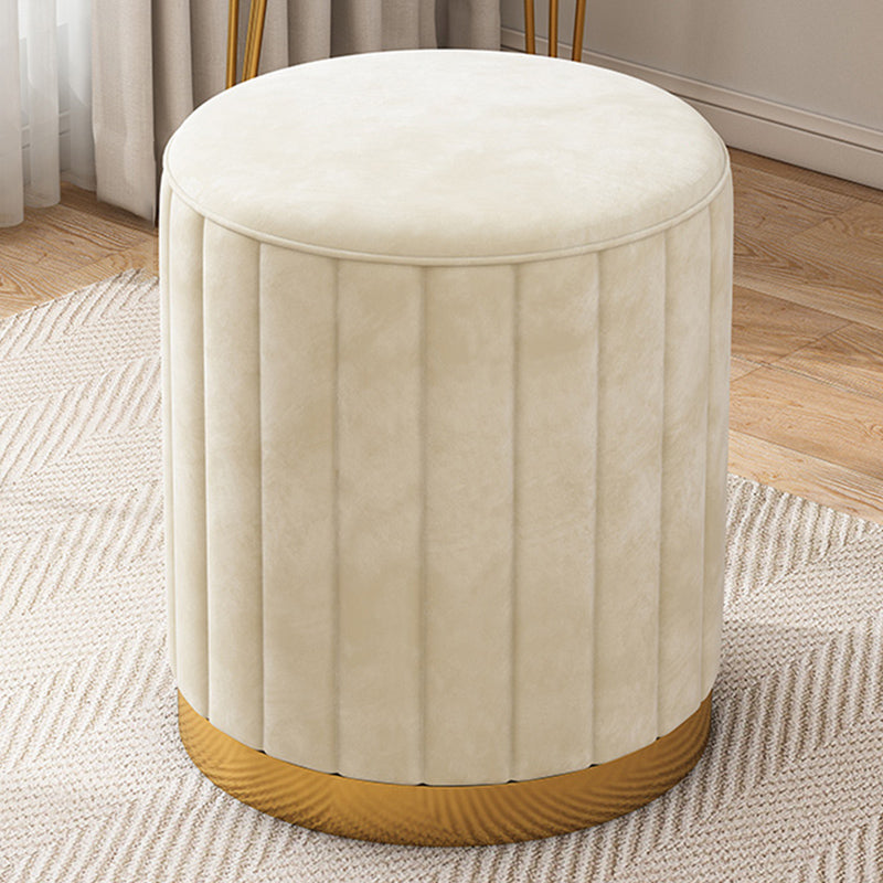 Velvet Ottoman Whole Colored Cylinder Shape Contemporary Scratch Resistant Pouf Beige 1 Piece Clearhalo 'furn' 'furn_ottomans_poufs' 'Furniture' 'Living Room Furniture' 'Ottomans & Poufs' 'ottomans_poufs' 6008897