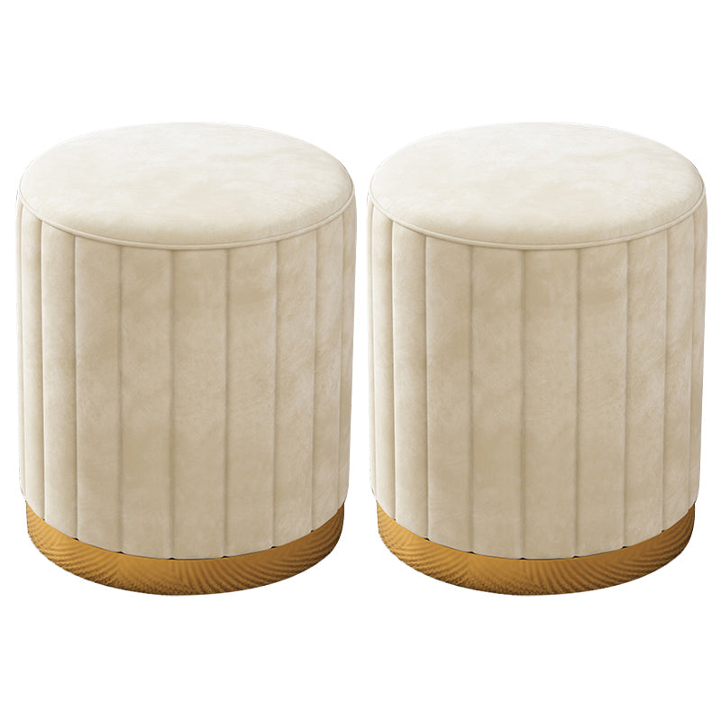 Velvet Ottoman Whole Colored Cylinder Shape Contemporary Scratch Resistant Pouf Beige 2 Piece Set Clearhalo 'furn' 'furn_ottomans_poufs' 'Furniture' 'Living Room Furniture' 'Ottomans & Poufs' 'ottomans_poufs' 6008898