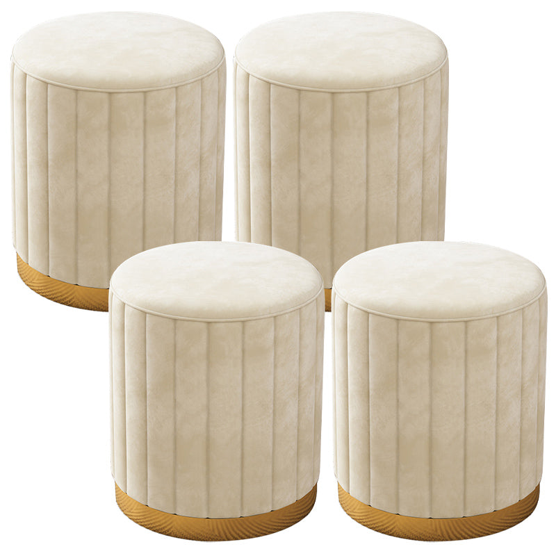 Velvet Ottoman Whole Colored Cylinder Shape Contemporary Scratch Resistant Pouf Beige 4 Piece Set Clearhalo 'furn' 'furn_ottomans_poufs' 'Furniture' 'Living Room Furniture' 'Ottomans & Poufs' 'ottomans_poufs' 6008899