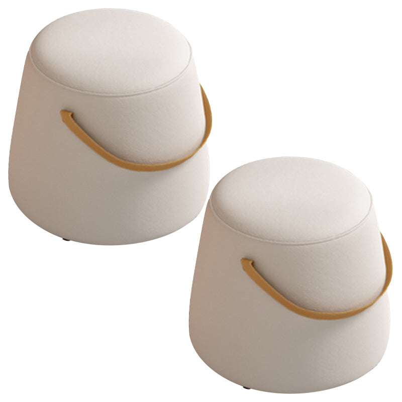 Portable Pouf Pure Color Cylinder Shape Modern Fabric Stain Resistant Pouf Ottoman White 2 Piece Set Clearhalo 'furn' 'furn_ottomans_poufs' 'Furniture' 'Living Room Furniture' 'Ottomans & Poufs' 'ottomans_poufs' 6008915