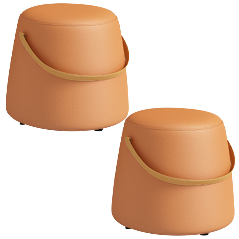 Portable Pouf Pure Color Cylinder Shape Modern Fabric Stain Resistant Pouf Ottoman Orange 2 Piece Set Clearhalo 'furn' 'furn_ottomans_poufs' 'Furniture' 'Living Room Furniture' 'Ottomans & Poufs' 'ottomans_poufs' 6008929