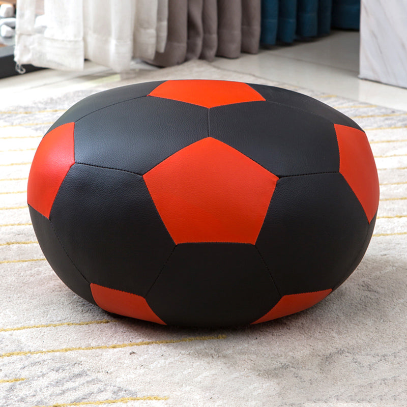 Upholstered Pouf Color Panel Tear Resistant Round Faux Leather Fabric Modern Pouf Black 1 Piece Clearhalo 'furn' 'furn_ottomans_poufs' 'Furniture' 'Living Room Furniture' 'Ottomans & Poufs' 'ottomans_poufs' 6008933