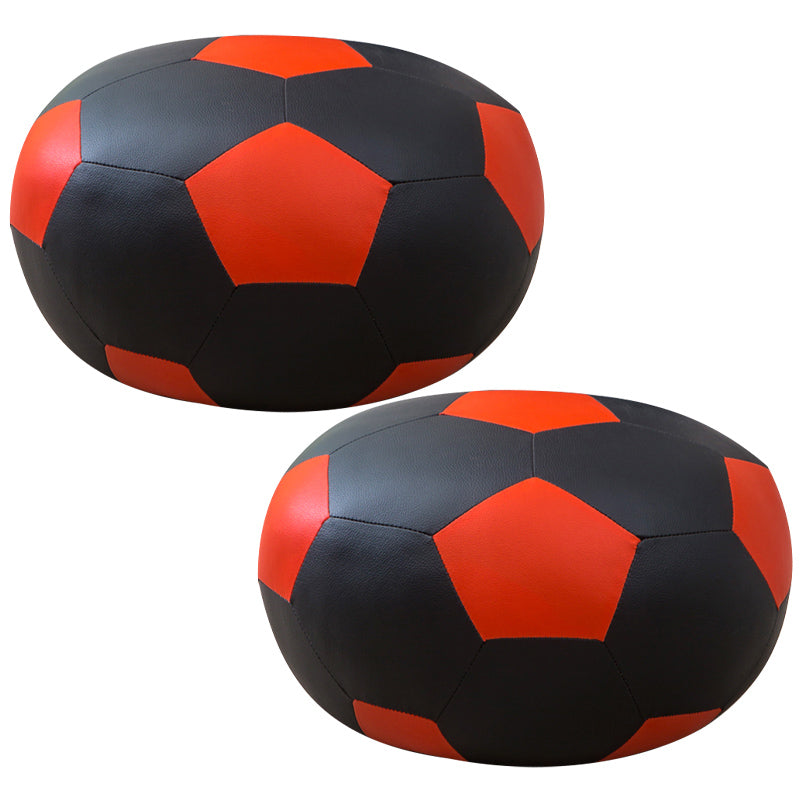 Upholstered Pouf Color Panel Tear Resistant Round Faux Leather Fabric Modern Pouf Black 2 Piece Set Clearhalo 'furn' 'furn_ottomans_poufs' 'Furniture' 'Living Room Furniture' 'Ottomans & Poufs' 'ottomans_poufs' 6008934
