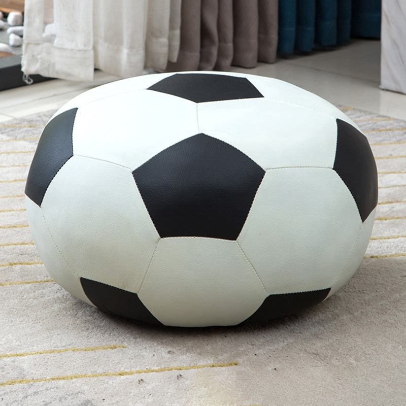 Upholstered Pouf Color Panel Tear Resistant Round Faux Leather Fabric Modern Pouf White 1 Piece Clearhalo 'furn' 'furn_ottomans_poufs' 'Furniture' 'Living Room Furniture' 'Ottomans & Poufs' 'ottomans_poufs' 6008938