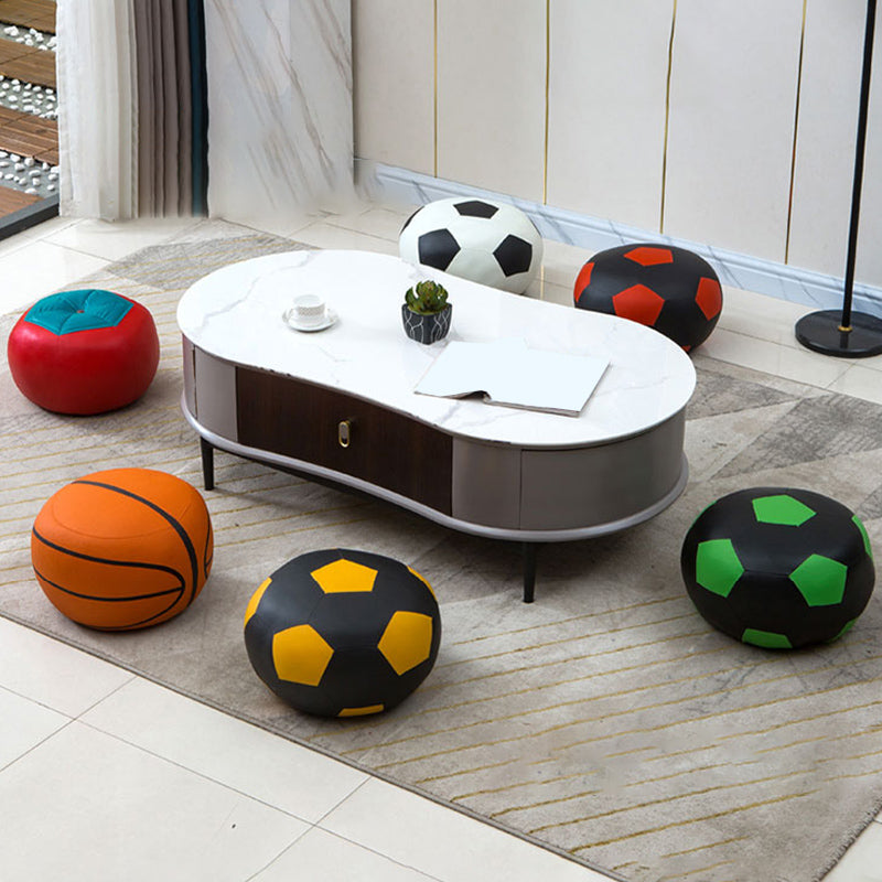 Upholstered Pouf Color Panel Tear Resistant Round Faux Leather Fabric Modern Pouf Clearhalo 'furn' 'furn_ottomans_poufs' 'Furniture' 'Living Room Furniture' 'Ottomans & Poufs' 'ottomans_poufs' 6008939