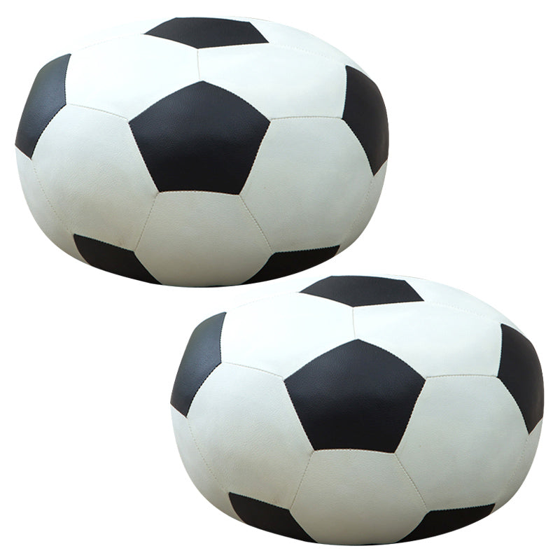 Upholstered Pouf Color Panel Tear Resistant Round Faux Leather Fabric Modern Pouf White 2 Piece Set Clearhalo 'furn' 'furn_ottomans_poufs' 'Furniture' 'Living Room Furniture' 'Ottomans & Poufs' 'ottomans_poufs' 6008941