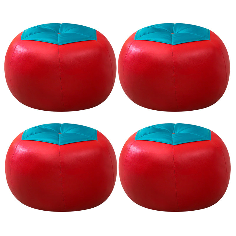 Upholstered Pouf Color Panel Tear Resistant Round Faux Leather Fabric Modern Pouf Red 4 Piece Set Clearhalo 'furn' 'furn_ottomans_poufs' 'Furniture' 'Living Room Furniture' 'Ottomans & Poufs' 'ottomans_poufs' 6008949