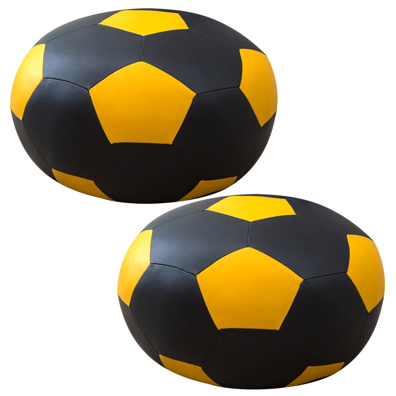 Upholstered Pouf Color Panel Tear Resistant Round Faux Leather Fabric Modern Pouf Yellow 2 Piece Set Clearhalo 'furn' 'furn_ottomans_poufs' 'Furniture' 'Living Room Furniture' 'Ottomans & Poufs' 'ottomans_poufs' 6008952
