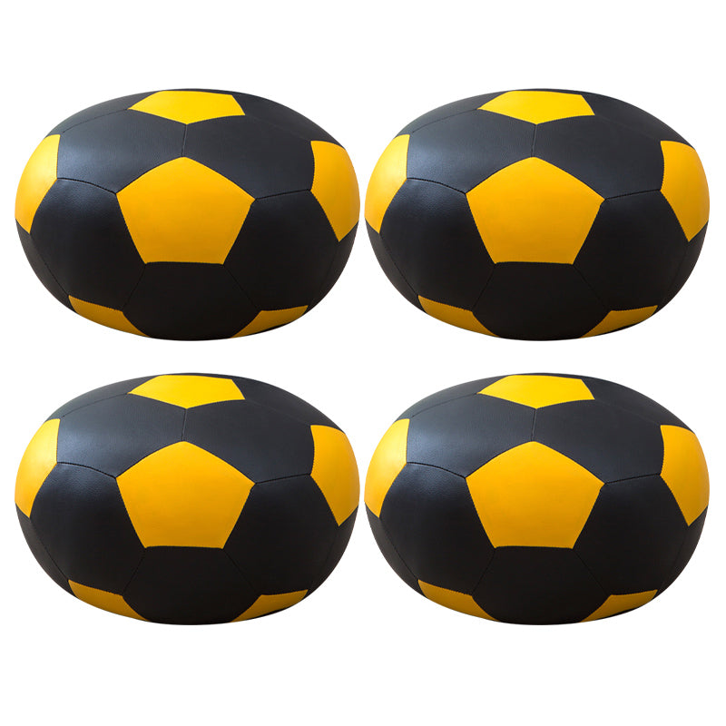 Upholstered Pouf Color Panel Tear Resistant Round Faux Leather Fabric Modern Pouf Yellow 4 Piece Set Clearhalo 'furn' 'furn_ottomans_poufs' 'Furniture' 'Living Room Furniture' 'Ottomans & Poufs' 'ottomans_poufs' 6008953