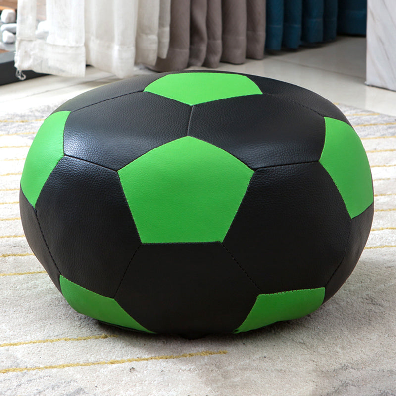 Upholstered Pouf Color Panel Tear Resistant Round Faux Leather Fabric Modern Pouf Green 1 Piece Clearhalo 'furn' 'furn_ottomans_poufs' 'Furniture' 'Living Room Furniture' 'Ottomans & Poufs' 'ottomans_poufs' 6008957