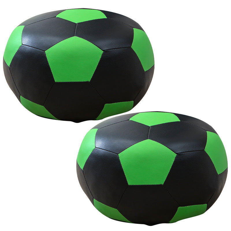 Upholstered Pouf Color Panel Tear Resistant Round Faux Leather Fabric Modern Pouf Green 2 Piece Set Clearhalo 'furn' 'furn_ottomans_poufs' 'Furniture' 'Living Room Furniture' 'Ottomans & Poufs' 'ottomans_poufs' 6008958