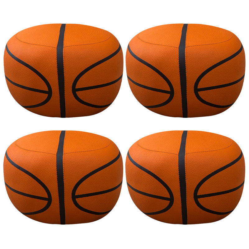Upholstered Pouf Color Panel Tear Resistant Round Faux Leather Fabric Modern Pouf Orange 4 Piece Set Clearhalo 'furn' 'furn_ottomans_poufs' 'Furniture' 'Living Room Furniture' 'Ottomans & Poufs' 'ottomans_poufs' 6008962